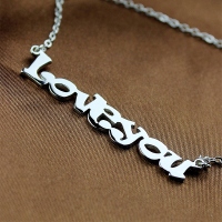 Cute Cartoon Ravie Font Solid White Gold Name Necklace