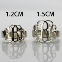 Personalized Sterling Silver Monogram Ring Hand-drawn Font