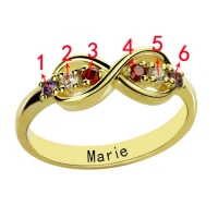 18K Gold Plated Infinity Promise Name Ring with Birthstone