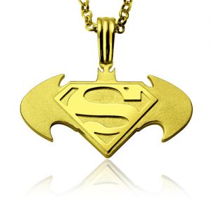 Personalisierte Halskette Batman Superman in Gold