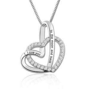 Crystal Open Heart Necklace In Sterling Silver