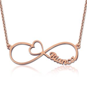 Infinity Heart Name Necklace In Rose Gold