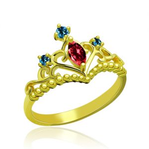 Einzigartiger Geburtsstein Tiara Ring Gold überzogen