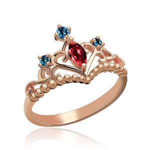 Einzigartiger Geburtsstein Tiara Ring in Rosa Gold