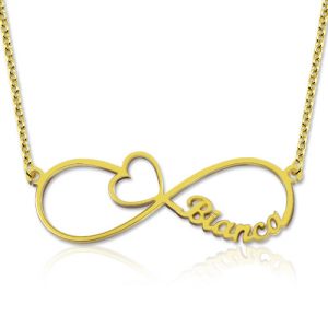 Infinity Heart Necklace With Name Gold Plated