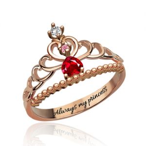 Märchen Prinzessin Tiara Geburtsstein Ring in Rosa Gold