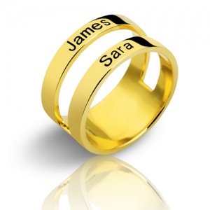 Customized Mother's Engraved Two Names Ring Gold Plated