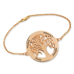 Personalized Engraved Family Tree Bracelet In Rose Gold