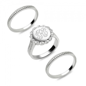 Monogram Mother Ring With Cubic Zirconia