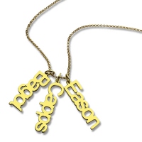 Customized 3 Vertical Names Necklace 18K Gold Plated