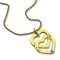 Gold Vertical Double Heart Necklace