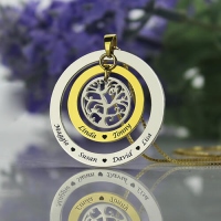 Circle Family Tree with Family Member's Names Necklace