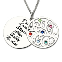 Stamped Names Mother's Day Necklace with Family Tree
