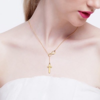 Customized Infinity Symbol Cross Name Necklace In 18K Gold Plated