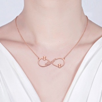 Infinity Baseball Name Necklace In Rose Gold