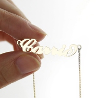 Customized Box Chain Carrie Name Necklace Silver