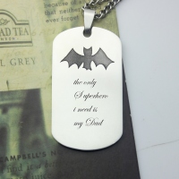 Titanium Steel Man's Dog Tag Bat Name Necklace
