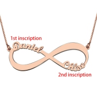 Customized Double Name Infinity Necklace In 18k Rose Gold