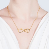 Customized Infinity Heartbeat Name Necklace In Gold Plated Silver