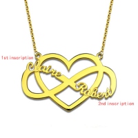 Customized Infinity and Heart Name Necklace In Gold