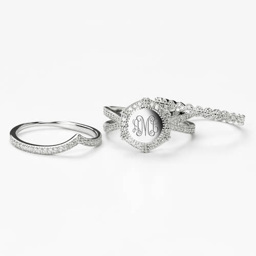 Engraved Stackable Monogram Ring Sterling Silver