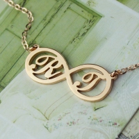 Infinity Necklace with Two Initial Rose Gold Plated 925 Silver