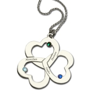 Personalized Triple-Heart Shamrocks Necklace with Names