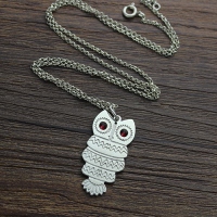 Personalized Engraved Owl Name Necklace With Birthstone