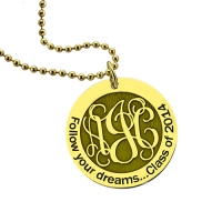 Follow Your Dreams Disc Monogram Necklace 18K Gold Plated