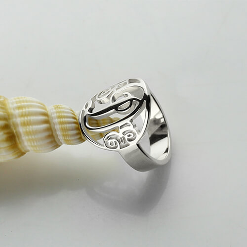 Women&#39;s Personalized Rings Monogram Initial Sterling Silver
