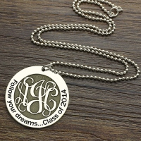 Follow Your Dreams Monogram Round Necklace Sterling Silver