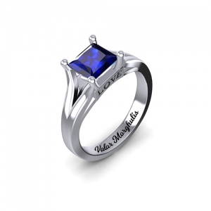 Mother's Princess Cut Birthstone Ring Sterling Silver