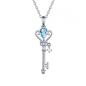 Natürliche Edelstein Schlüssel zu meinem Herz Halskette Sterling Silber 18 