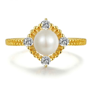 Natürliche weiße Perle Sterling Silber Ring