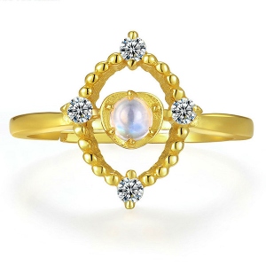 Natürlicher blauer Mondstein Ring 18 Karat vergoldetes Silber