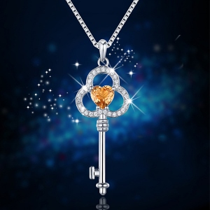 key pendant with natural topaz