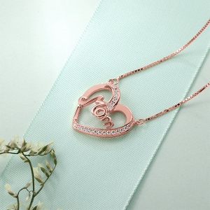 Mom Necklace With Birthstone In Rose Gold