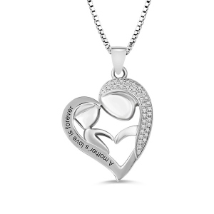 Pesonalized Mom And Daughter Necklace In Silver