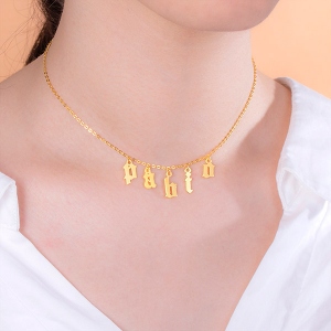 Customized Letter Choker  Necklace Sterling Silver in Gold