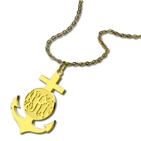 18K Gold Plated Anchor Monogram Initial Necklace