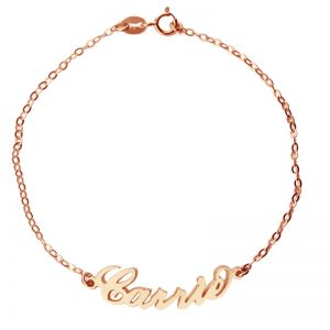 Carrie-Stil Armband mit Name vergoldetes Rosa Silber 925