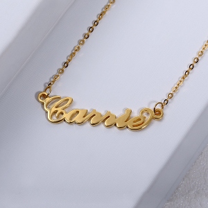 Personalized Carrie Solid Gold Name Necklace in 10K/14k/18K, Gifts for Women Wife Mom Girlfriend Daughter Friend