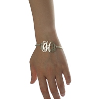 Personalized Monogram Mother's Bangle Bracelet Sterling Silver