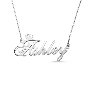 Customized Crown Silver Necklace with Name