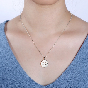 Emoji Face Disc Necklace in Sterling Silver
