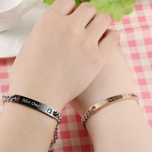 Personalized Engraved Couples Matching Bracelets Stainless Steel