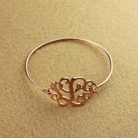 1.25 Inch Rose-Gold Monogram Initial Bangle Bracelet