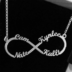 Customized Engraved Sterling Silver Infinity Name Necklace In Sterling Silver