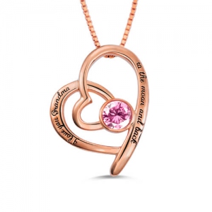 Heart Necklace For Grandma In Rose Gold