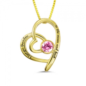 Heart Necklace For Grandma Gold Plated
